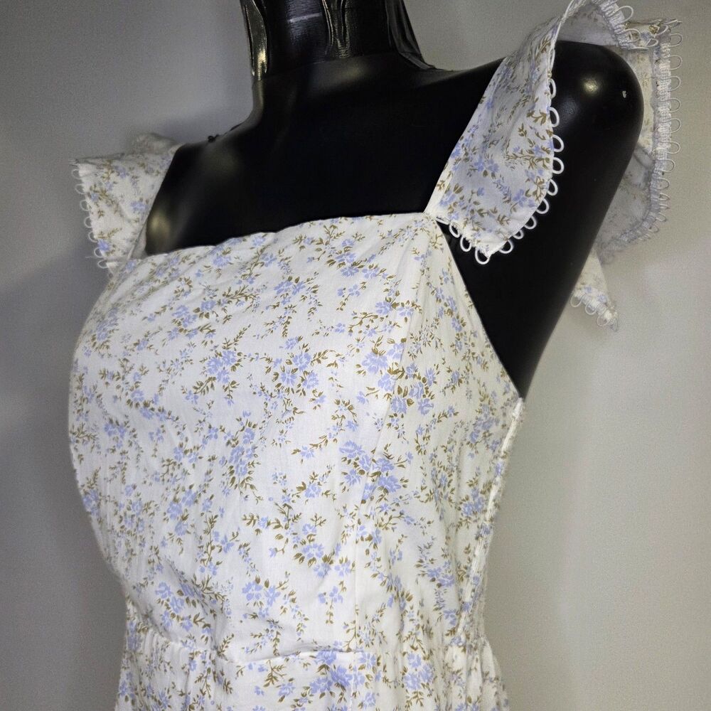 Altar'd State white and blue floral mini dress medium
